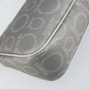 Salvatore Ferragamo Hand Pouch Leather PVC Silver Auth BA9978V-17
