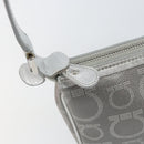 Salvatore Ferragamo Hand Pouch Leather PVC Silver Auth BA9978V-9