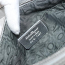 Salvatore Ferragamo Hand Pouch Leather PVC Silver Auth BA9978V-11