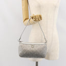 Salvatore Ferragamo Hand Pouch Leather PVC Silver Auth BA9978V-22