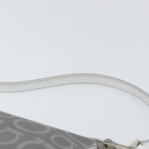 Salvatore Ferragamo Hand Pouch Leather PVC Silver Auth BA9978V