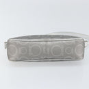 Salvatore Ferragamo Hand Pouch Leather PVC Silver Auth BA9978V-5
