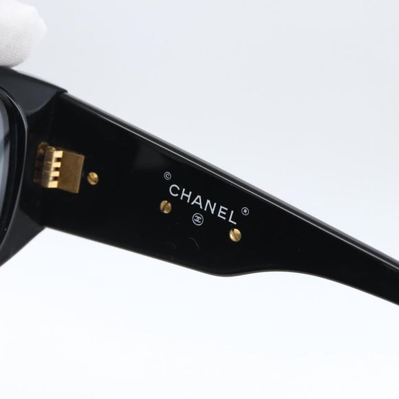 CHANEL Camelia Sunglasses plastic Black CC Auth BA9982