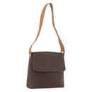 CELINE Macadam Canvas Shoulder Bag PVC Leather Brown Gold Auth BAZ004A-1