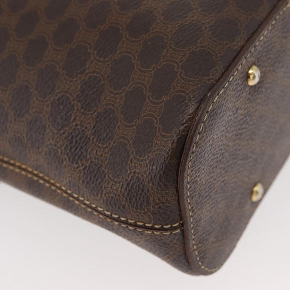 CELINE Macadam Canvas Shoulder Bag PVC Leather Brown Gold Auth BAZ004A