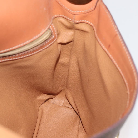 CELINE Macadam Canvas Shoulder Bag PVC Leather Brown Gold Auth BAZ004A