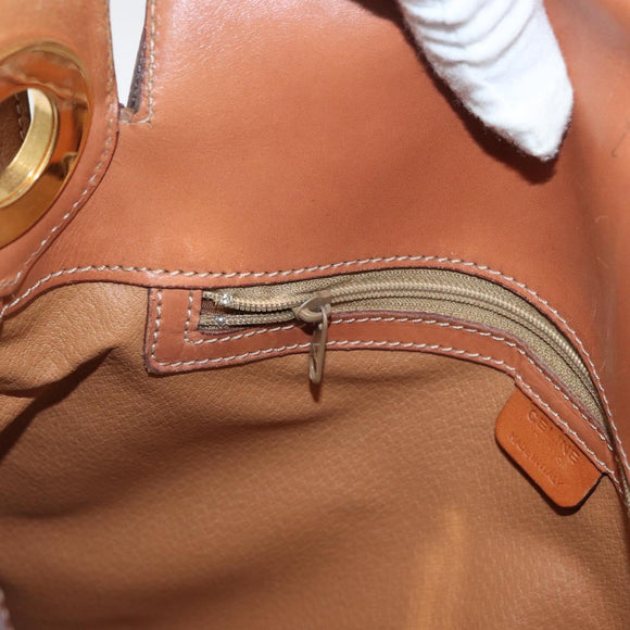 CELINE Macadam Canvas Shoulder Bag PVC Leather Brown Gold Auth BAZ004A