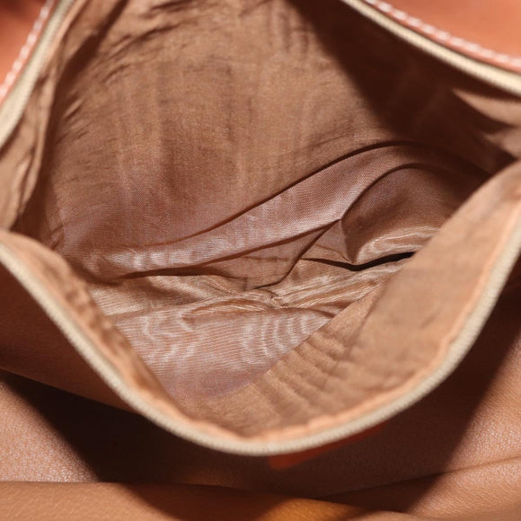 CELINE Macadam Canvas Shoulder Bag PVC Leather Brown Gold Auth BAZ004A