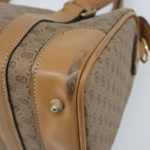 GUCCI Micro GG Supreme Hand Bag PVC Beige Gold Auth BAZ005A