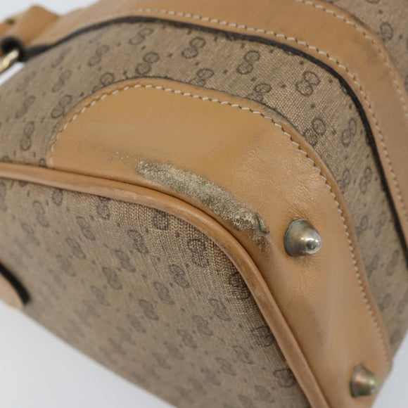 GUCCI Micro GG Supreme Hand Bag PVC Beige Gold Auth BAZ005A