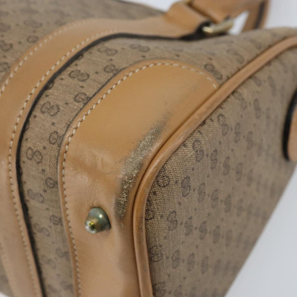 GUCCI Micro GG Supreme Hand Bag PVC Beige Gold Auth BAZ005A