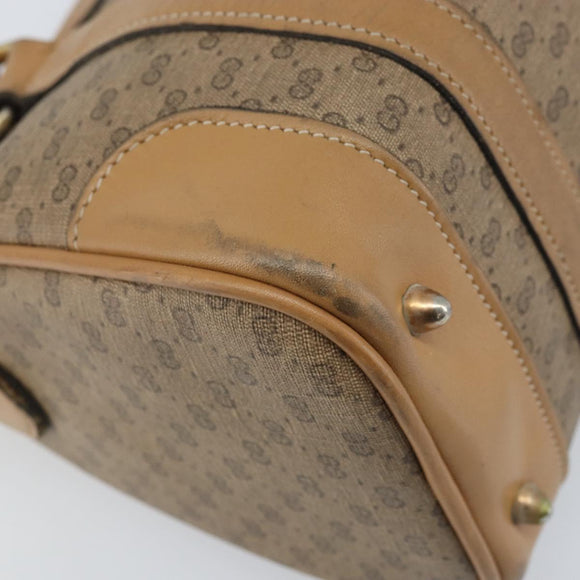 GUCCI Micro GG Supreme Hand Bag PVC Beige Gold Auth BAZ005A