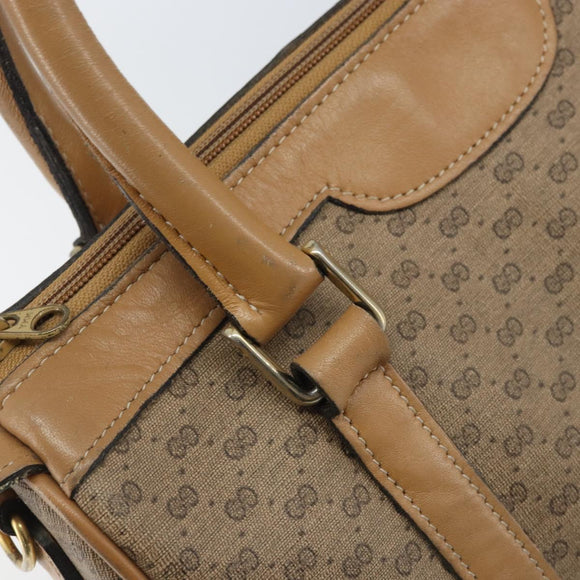 GUCCI Micro GG Supreme Hand Bag PVC Beige Gold Auth BAZ005A