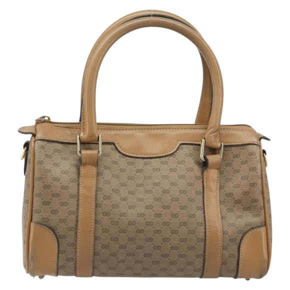 GUCCI Micro GG Supreme Hand Bag PVC Beige Gold Auth BAZ005A