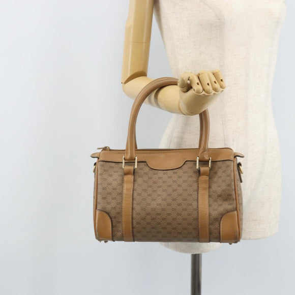 GUCCI Micro GG Supreme Hand Bag PVC Beige Gold Auth BAZ005A
