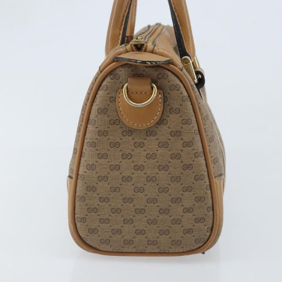 GUCCI Micro GG Supreme Hand Bag PVC Beige Gold Auth BAZ005A