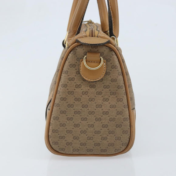 GUCCI Micro GG Supreme Hand Bag PVC Beige Gold Auth BAZ005A