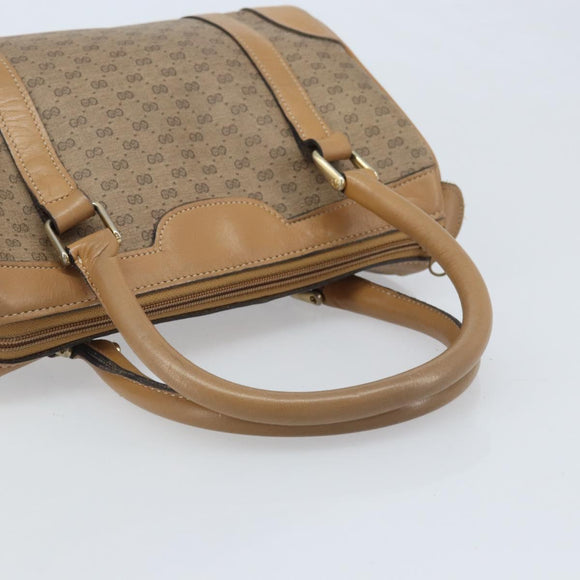 GUCCI Micro GG Supreme Hand Bag PVC Beige Gold Auth BAZ005A