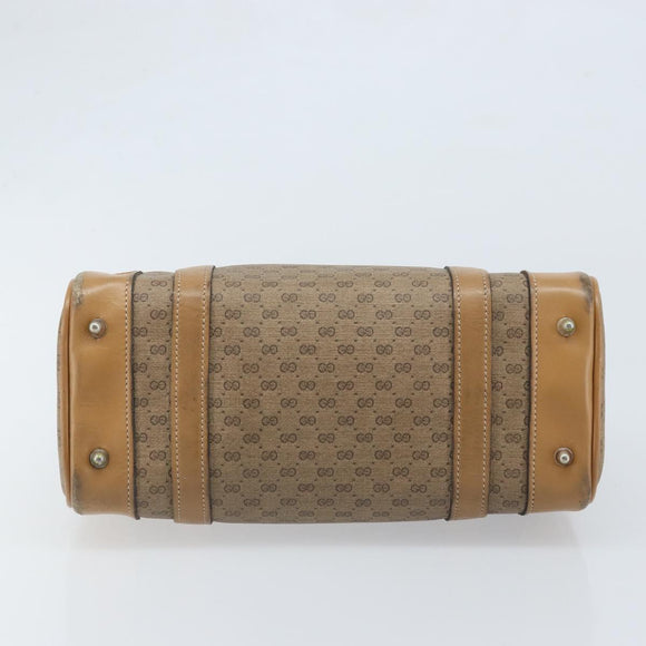 GUCCI Micro GG Supreme Hand Bag PVC Beige Gold Auth BAZ005A