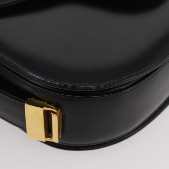 GUCCI Hand Bag Leather Black Gold Auth BAZ009
