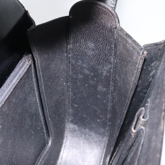 GUCCI Hand Bag Leather Black Gold Auth BAZ009