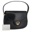 GUCCI Hand Bag Leather Black Gold Auth BAZ009-1