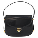 GUCCI Hand Bag Leather Black Gold Auth BAZ009-13