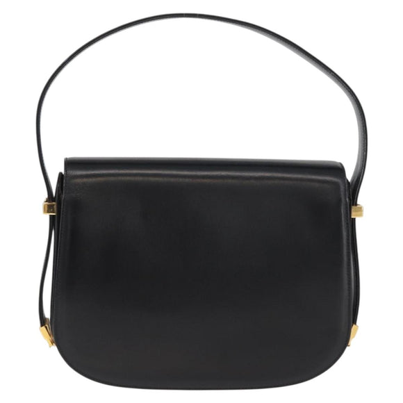 GUCCI Hand Bag Leather Black Gold Auth BAZ009