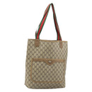 GUCCI GG Supreme Web Sherry Line Tote Bag PVC Beige 39 02 003 Auth BAZ015-1