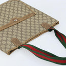 GUCCI GG Supreme Web Sherry Line Tote Bag PVC Beige 39 02 003 Auth BAZ015-6