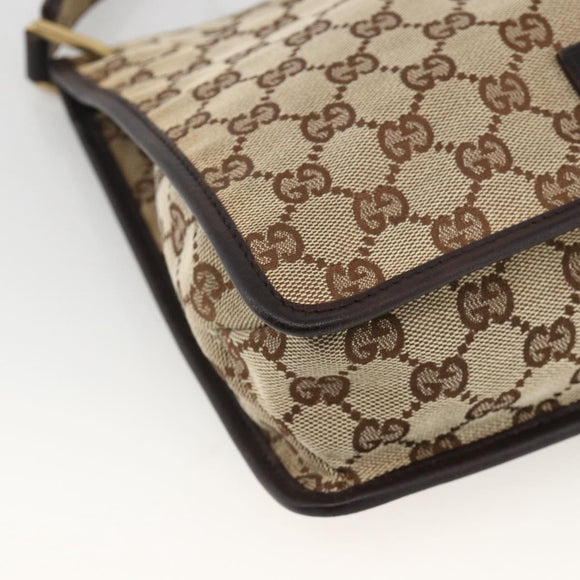 GUCCI GG Canvas Shoulder Bag Beige Gold 91762 Auth BAZ020