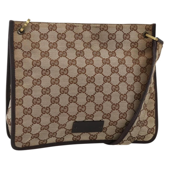 GUCCI GG Canvas Shoulder Bag Beige Gold 91762 Auth BAZ020
