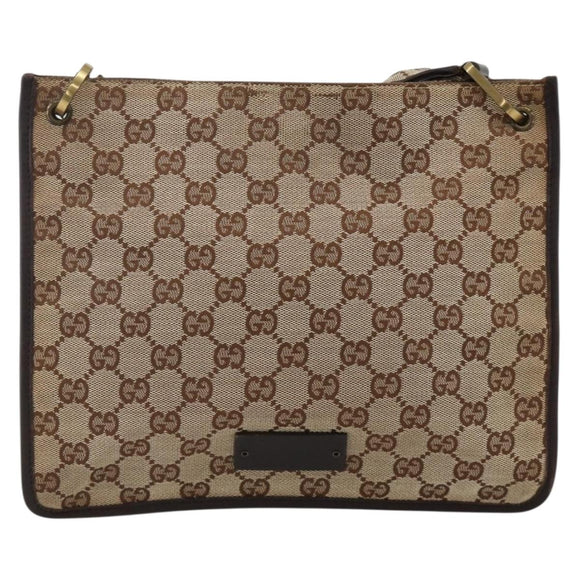GUCCI GG Canvas Shoulder Bag Beige Gold 91762 Auth BAZ020