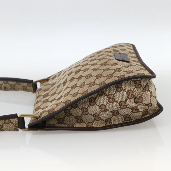 GUCCI GG Canvas Shoulder Bag Beige Gold 91762 Auth BAZ020