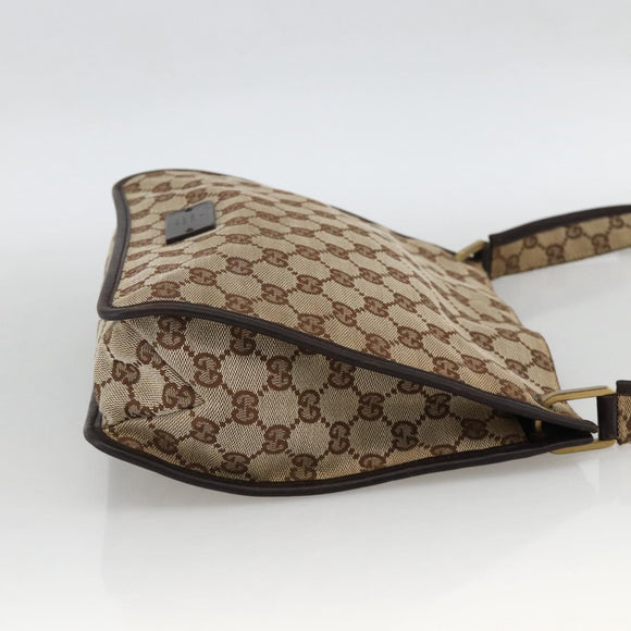 GUCCI GG Canvas Shoulder Bag Beige Gold 91762 Auth BAZ020