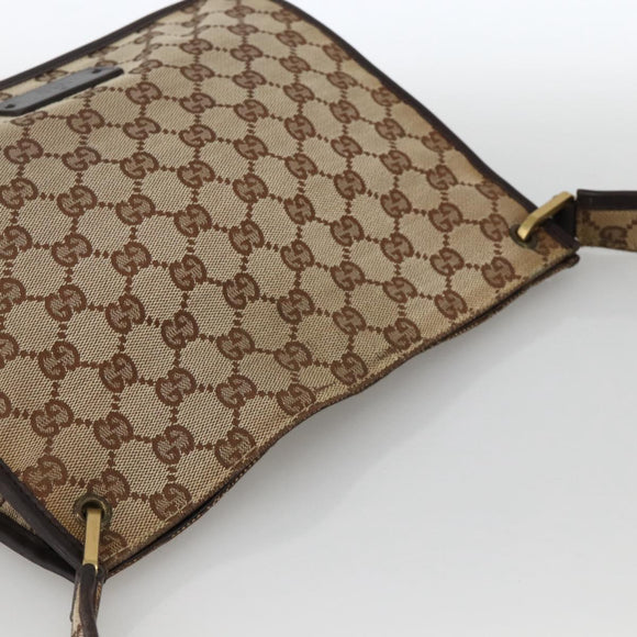 GUCCI GG Canvas Shoulder Bag Beige Gold 91762 Auth BAZ020
