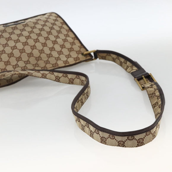 GUCCI GG Canvas Shoulder Bag Beige Gold 91762 Auth BAZ020