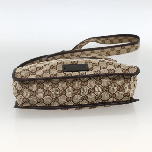 GUCCI GG Canvas Shoulder Bag Beige Gold 91762 Auth BAZ020