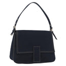 FENDI Mamma Baguette Hand Bag Canvas Navy Silver Auth BAZ024-1