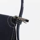 FENDI Mamma Baguette Hand Bag Canvas Navy Silver Auth BAZ024-17