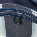 FENDI Mamma Baguette Hand Bag Canvas Navy Silver Auth BAZ024-20