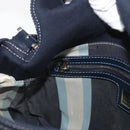 FENDI Mamma Baguette Hand Bag Canvas Navy Silver Auth BAZ024-23