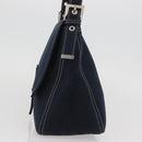 FENDI Mamma Baguette Hand Bag Canvas Navy Silver Auth BAZ024-3