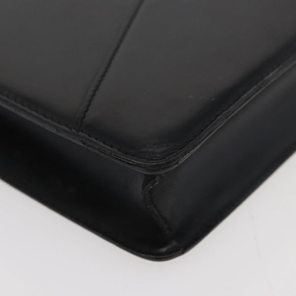 LOEWE Business Bag Leather Black Silver Auth BAZ025