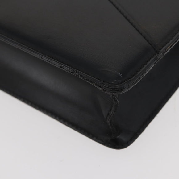 LOEWE Business Bag Leather Black Silver Auth BAZ025