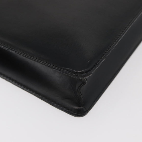 LOEWE Business Bag Leather Black Silver Auth BAZ025