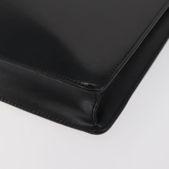 LOEWE Business Bag Leather Black Silver Auth BAZ025