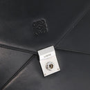 LOEWE Business Bag Leather Black Silver Auth BAZ025-17