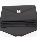 LOEWE Business Bag Leather Black Silver Auth BAZ025-18