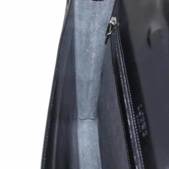 LOEWE Business Bag Leather Black Silver Auth BAZ025